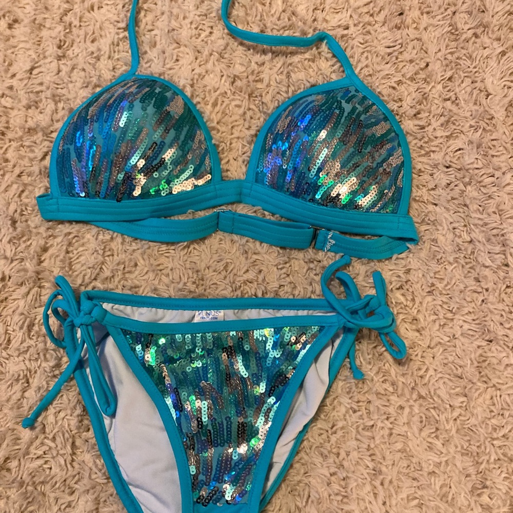 Venus Sequin Bikini Set - Teal